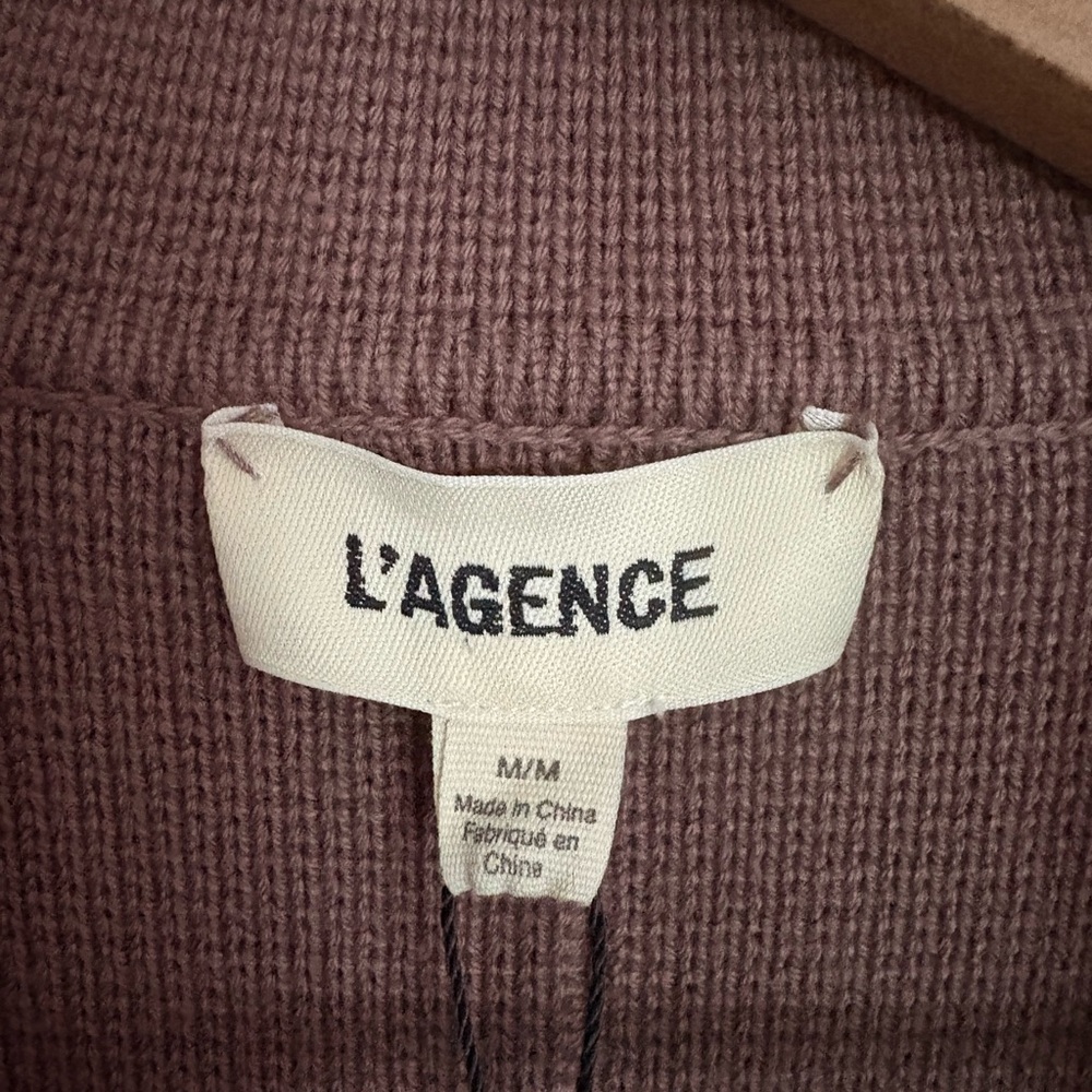 L'AGENCE Lacey Solid Knit Blazer Elegant Taupe Mauve Chic Women’s Medium NWT - Picture 3 of 8